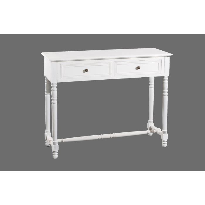 ELLA - Console - Classique - 2 tiroirs bois - Blanc -104cm
