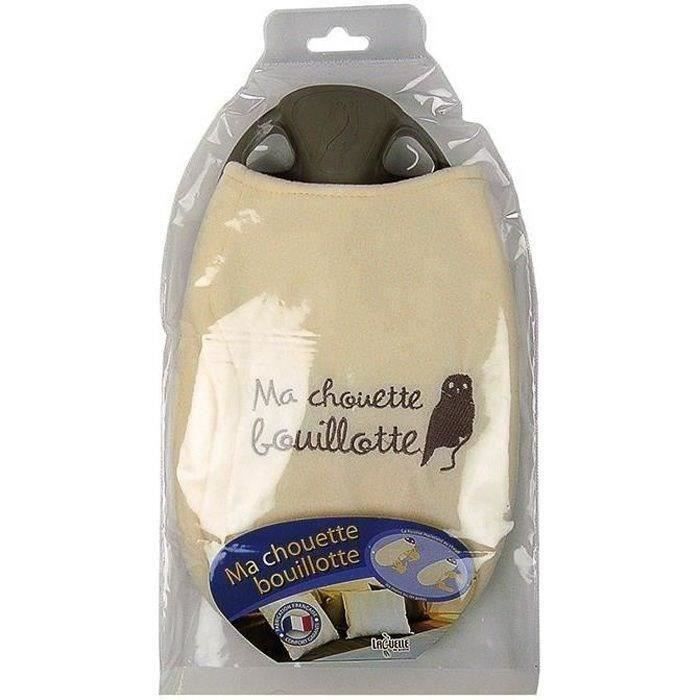 Bouillotte chouette + housse polaire - écru