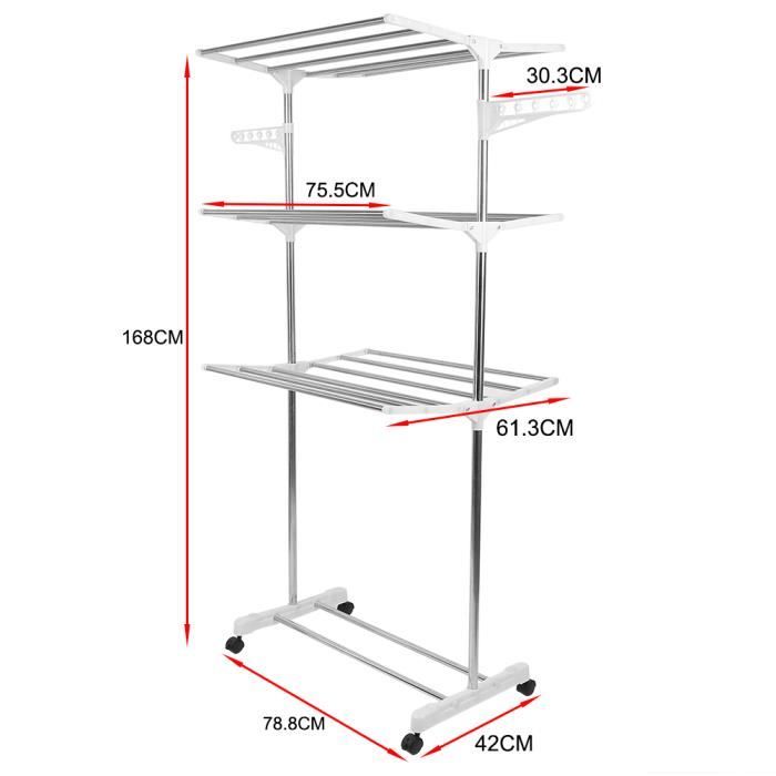 Étendoir à Linge 3 Niveaux Réglable1