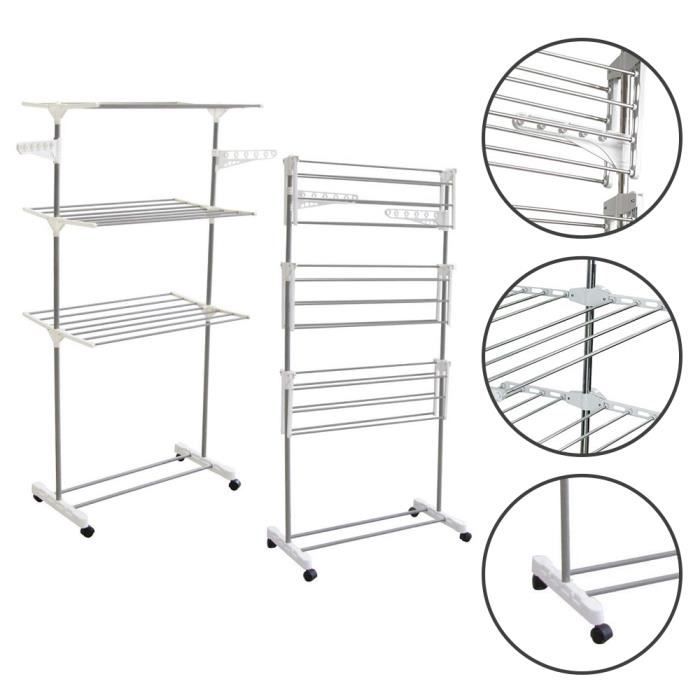 Étendoir à Linge 3 Niveaux Réglable2