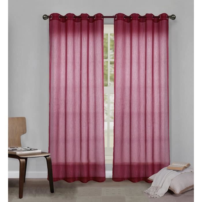 Paire de voilage 140x260 cm Rouge