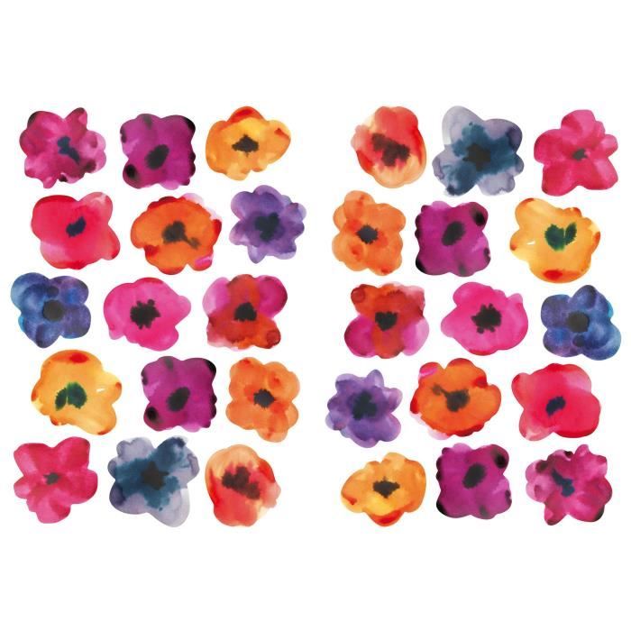 PLAGE Stickers adhésif mural Taille S - Envolée fleurie2 Planches 29,7 x 21 cmPRODUIT CREATEUR