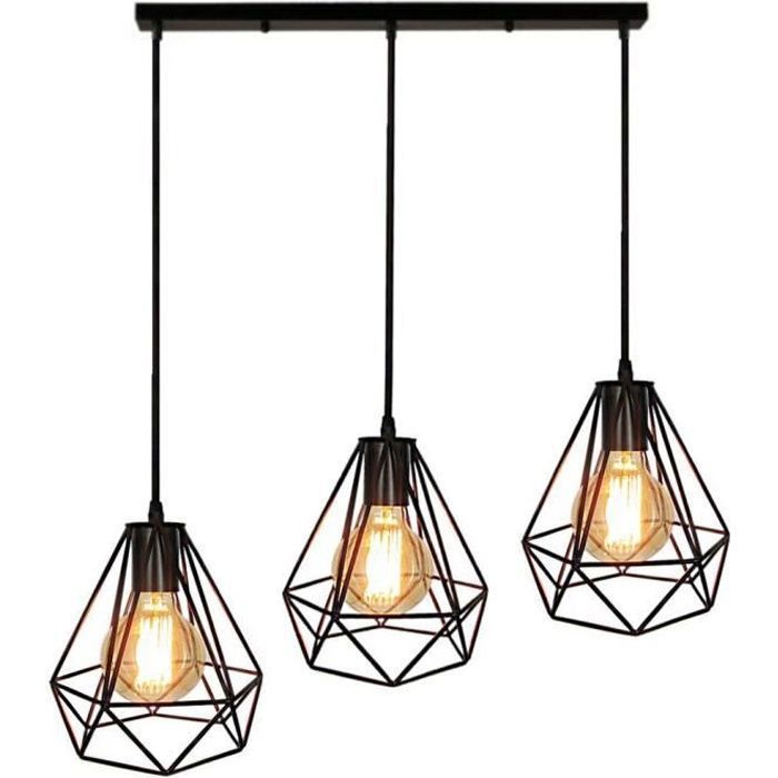 Lampe Industrielle Barre Uni Diamant Suspension Cage De Luminaire En Plafond Noir Lustre MqSGjpLUzV