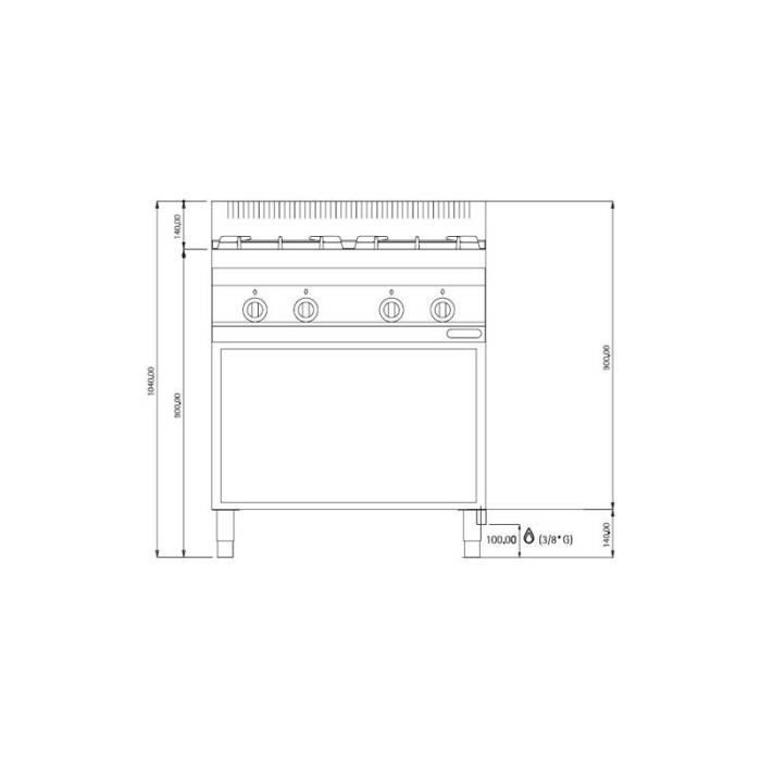 Cuisinière à gaz 4xBrûleur ( 21,53