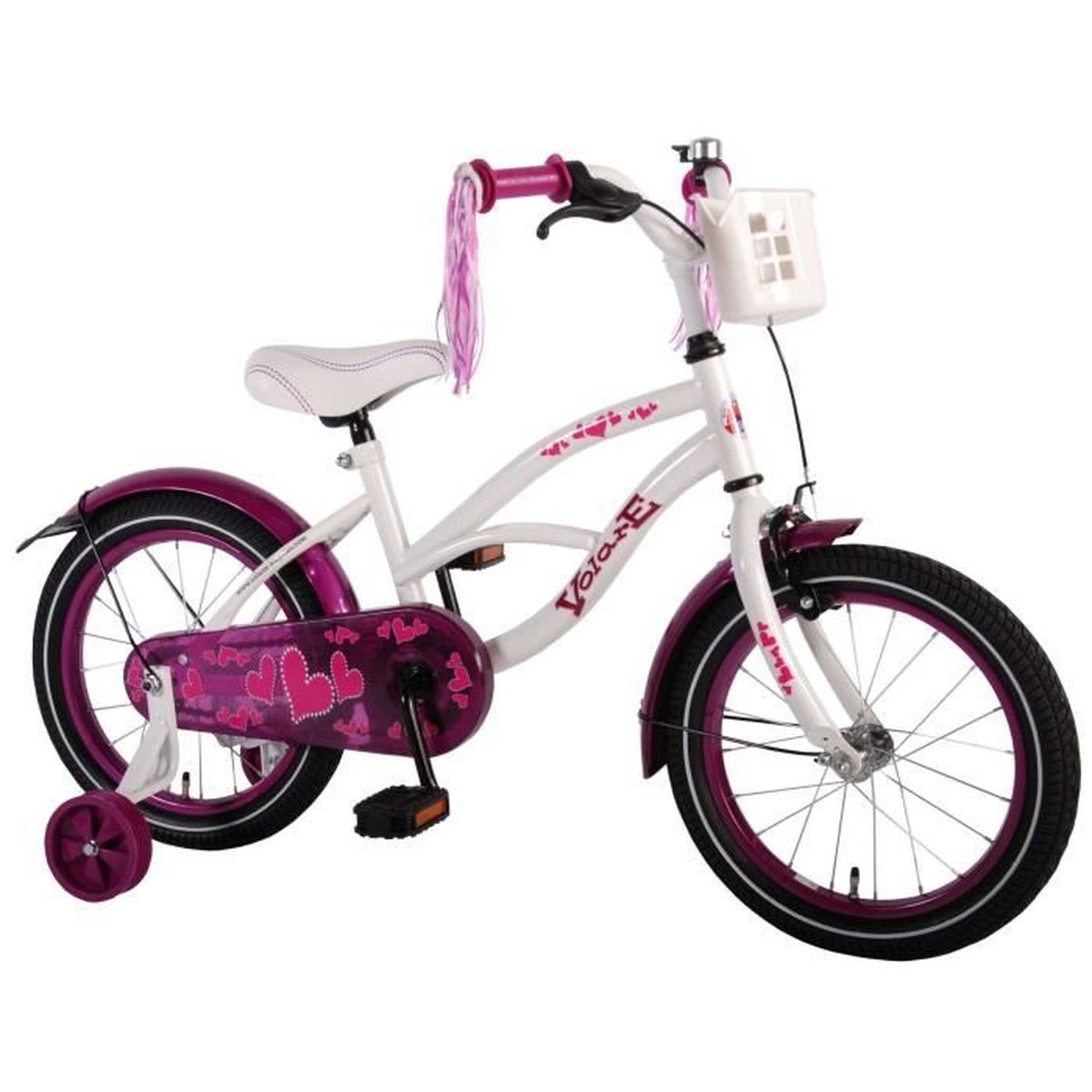 Vélo Enfant 14 Pouces Fille/garçon - Rouge, Avec Roues Stabilisatrices Et Panier