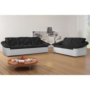 Canape Clac 3 2 Noir Blanc Achat Vente Canape Sofa Divan