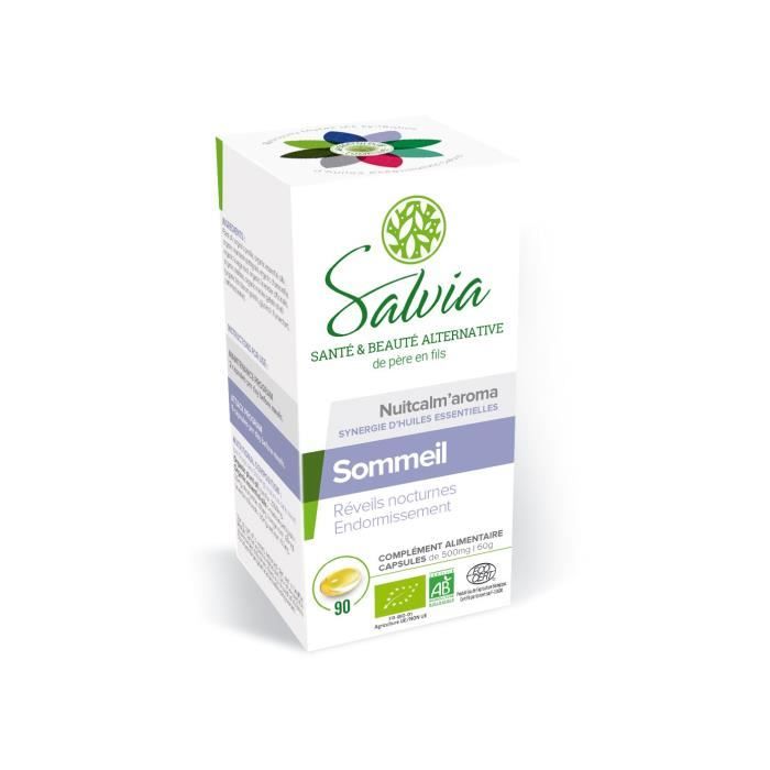 SALVIA Boîte de 90 capsules de Nuitcalm'aroma - Certifié bio - 500 mg