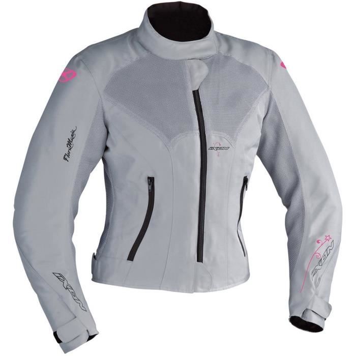 IXON Flora Blouson Moto Textile Gris et Rose