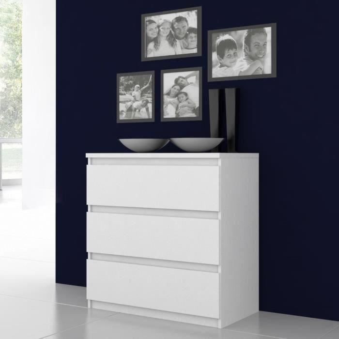 FINLANDEK Commode de chambre NATTI style contemporain blanc mat - L 77,2 cm
