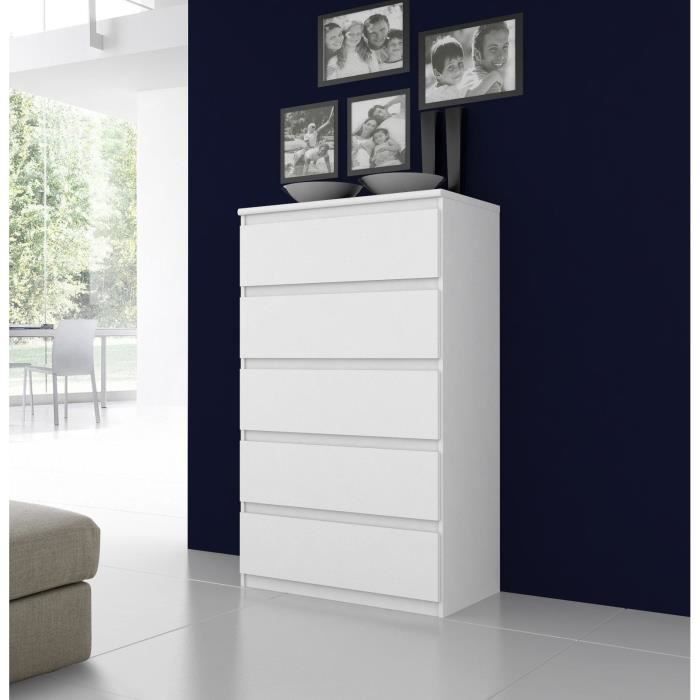 FINLANDEK Commode de chambre NATTI style contemporain blanc mat - L 78 cm