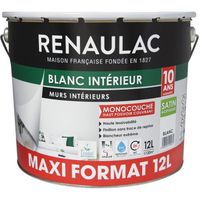 PEINTURE - VERNIS Peinture murale monocouche 12 L satin blanc extrêm PEINTURE - VERNIS Peinture murale monocouche 12 L satin blanc extrêm