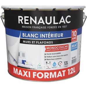 Peinture Murale Monocouche 12 L Satin Blanc Extrême Lessivable