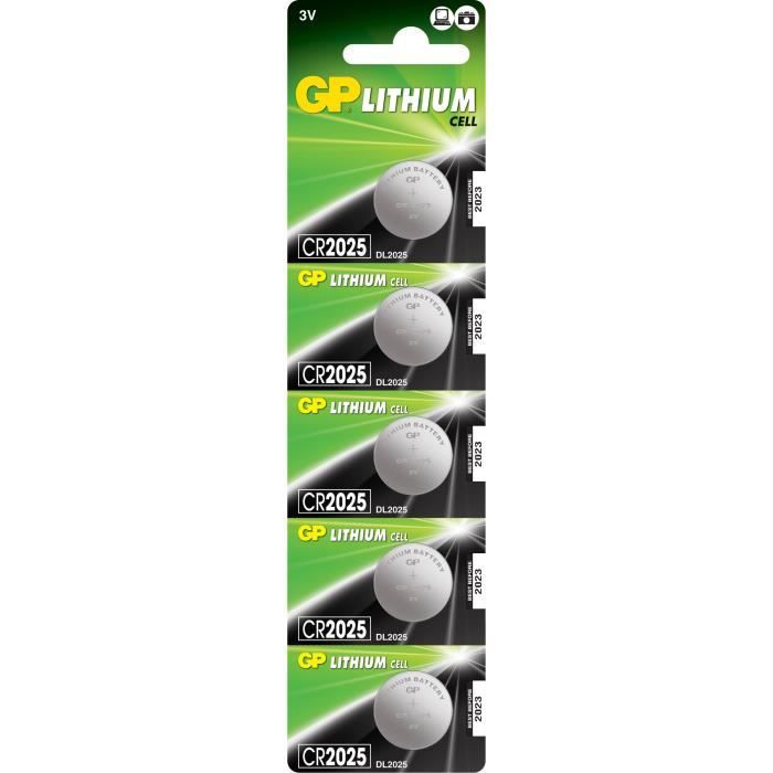 GP BATTERIES Pile Bouton Lithium - GP CR2025-C5 - Carte de 5