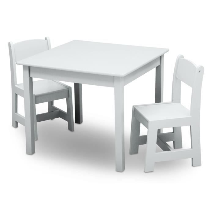 DELTAKIDS - Table et 2 Chaises Bois Enfant - Blanc