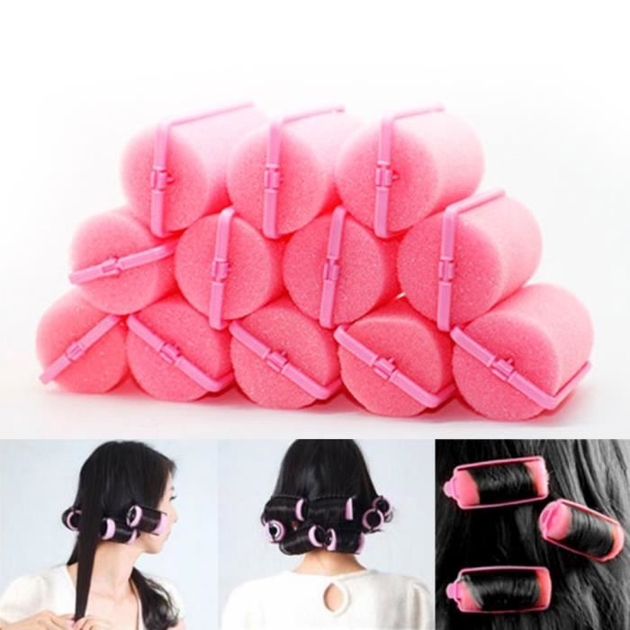 Anself 12pcs Magique Rouleaux de Bigoudi En Mousse Eponge Outil de Salon Pour Cheveux Bouclés