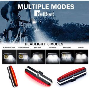 Lampe éclairage velo avant et arriere a led piles fournies.