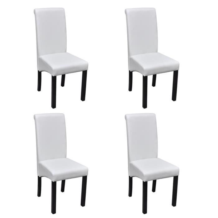 Lot de 4 chaises en simili cuir blanc  Achat / Vente chaise Blanc