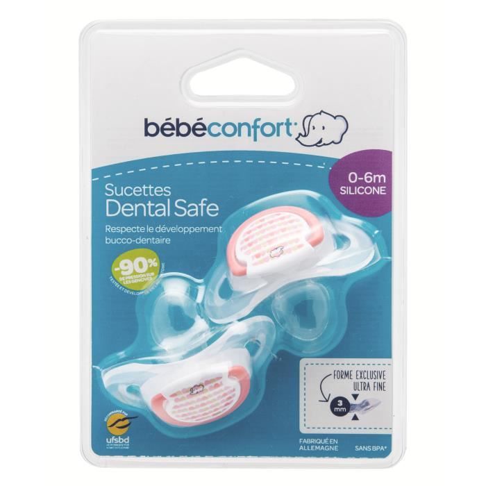 BEBE CONFORT Sucette Dental Safe 0-6 mois x2 - Silicone - Rouge Little Valleys