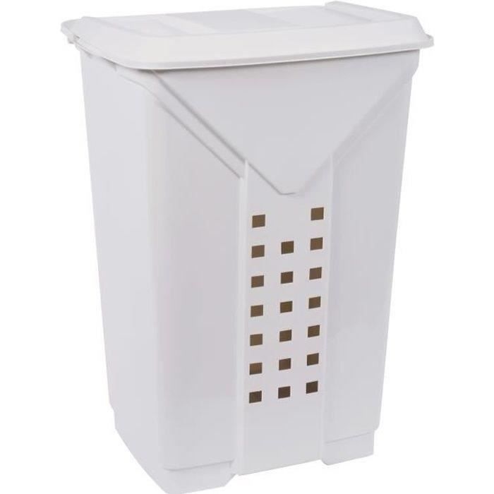 EDA PLASTIQUE Coffre à linge Prima 60 L - Blanc cérusé - 42 x 34,5 x 60 cm