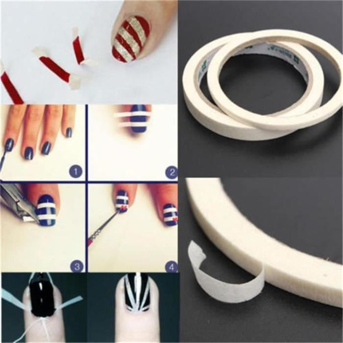 2 X Masking Tape Nail Art Ruban Autocollant Ongles Outils Manucure