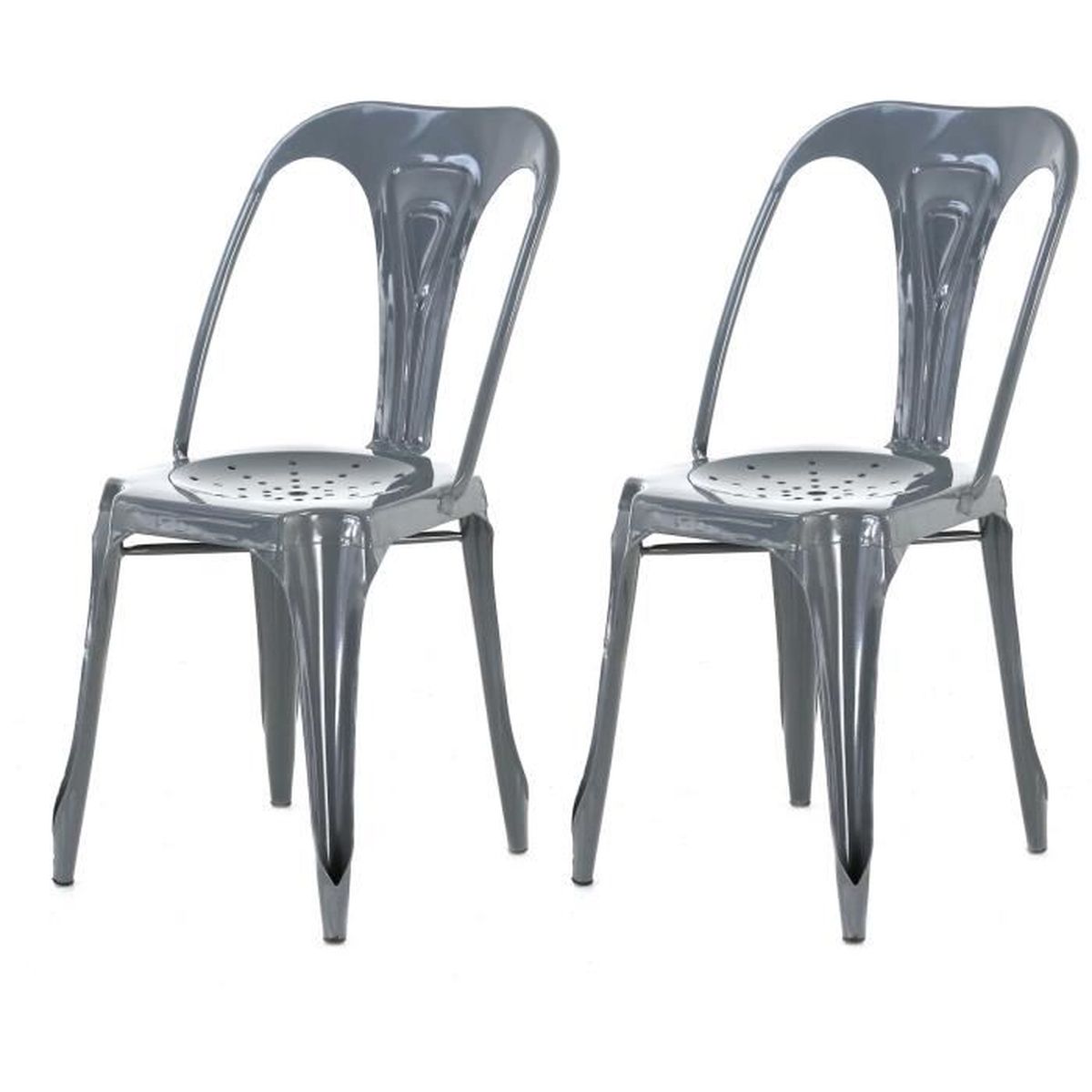 Lot de 2 Chaises Industrielles Grise Métal KIRK  Achat / Vente chaise