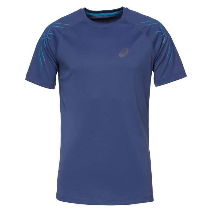ASICS Stripe Tee shirt manches courtes Homme - Bleu marine