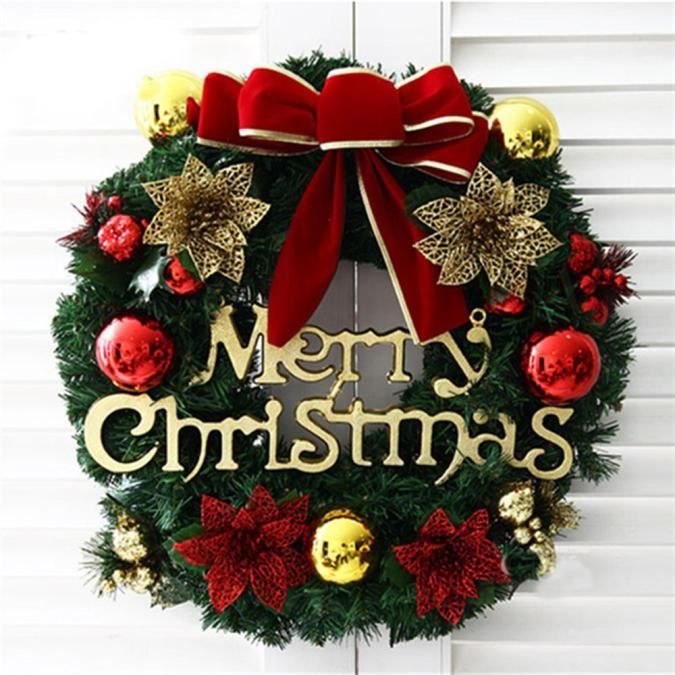 Joyeux fête de Noël Poinsettia Couronne de pin porte mur ...