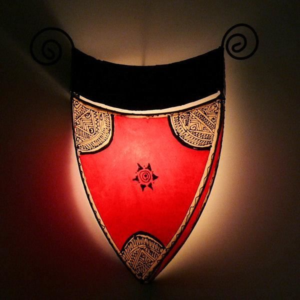 Applique Murale Orientale à Base De 1001 Nuit En Cuir Couleur Rouge