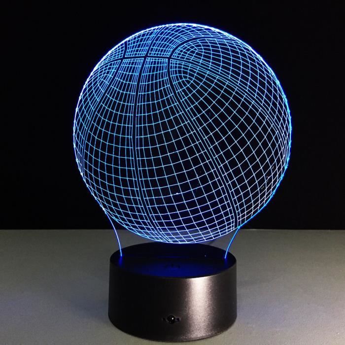3D Nuit Lumière Lampe Acrylique Basketball Ballon Sport