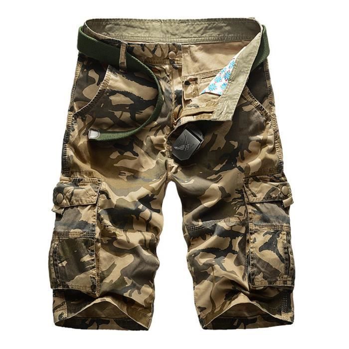 Bermuda Casual Poches Multi Homme Droit Style Cargo Camouflage rCdtshQ