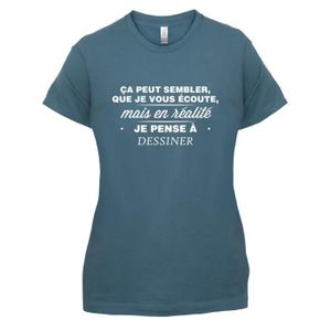 Mais En Realite Dessiner Femme T Shirt Bleu Bleu Achat