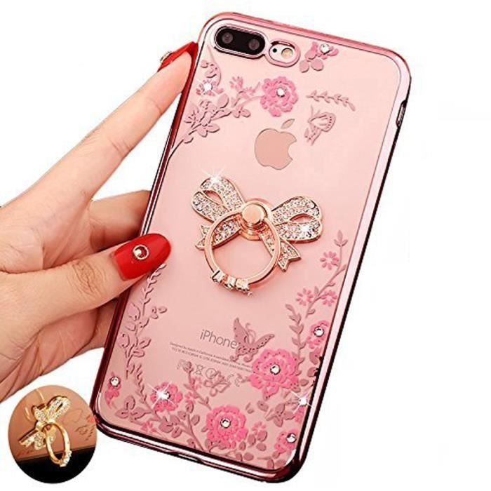 coque iphone 8 silicone rose fleur
