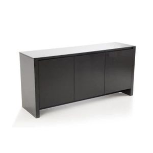 CHELSEA Buffet Bahut 3 portes laqué / verre trempé - Noir - L 160 x P 45 x H 78 cm