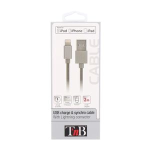 TNB Câble USB de charge Lightning 2m - Gris