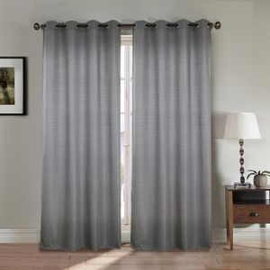 Paire double rideaux 140x260 cm Gris clair - Effet lin Paire double rideaux 140x260 cm Gris clair - Effet lin