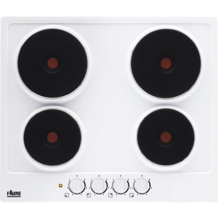 FAURE FEE6940FWA - Table de cuisson électrique - 4 zones - 7000W - L56x x P48 - Blanc
