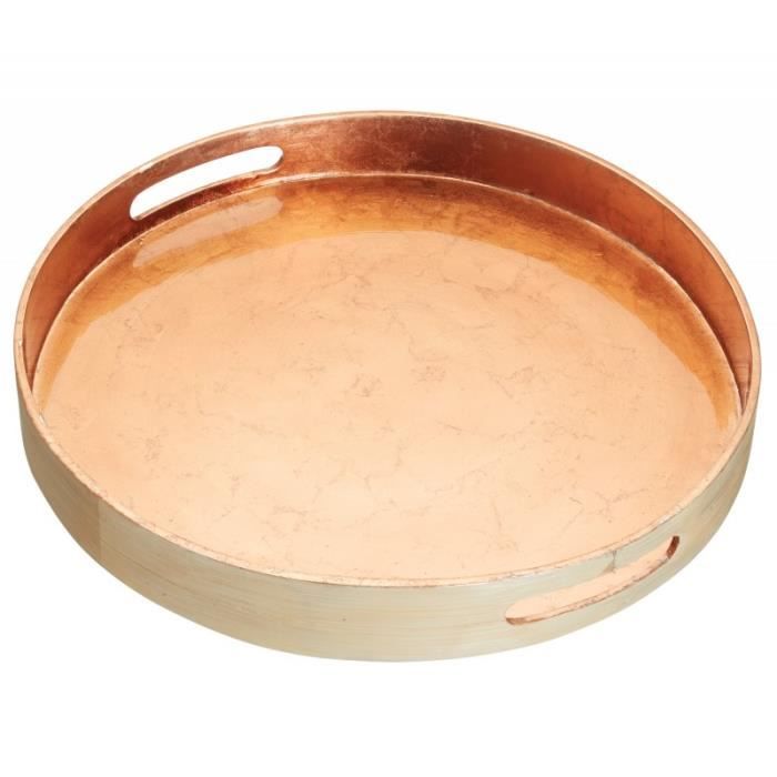 Plateau de service rond en Bambou et cuivre Artesa ...