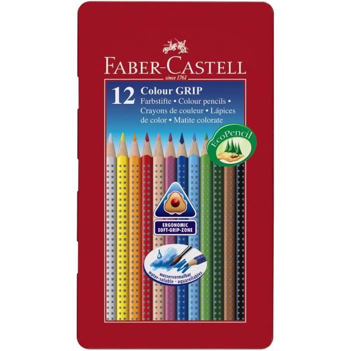 FABER CASTELL Boite de 12 Crayons de couleur Colour Grip Coloris assortis