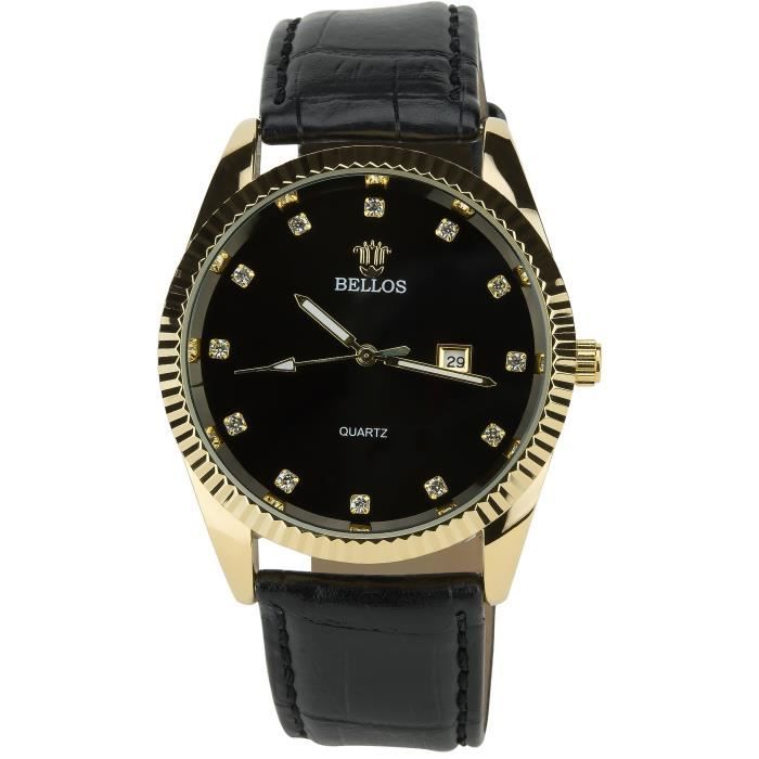 Montre Bellos Pour Fille - Boîtier Beige Acier, Bracelet Rose Cuir, Neuf Avec Boîte Et Pile