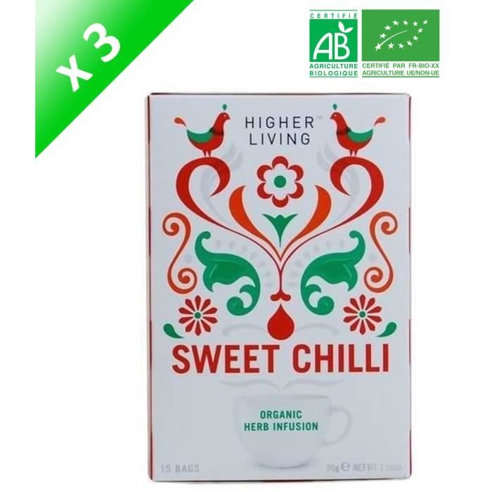 HIGHER LIVING Infusion Chocolat du Chili Bio - 30 g x3