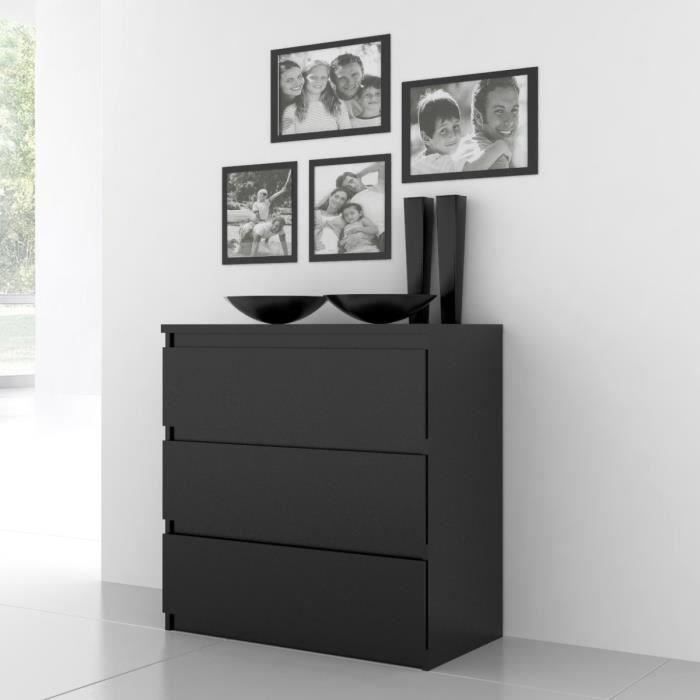 FINLANDEK Commode de chambre NATTI style contemporain noir mat - L 77,2 cm