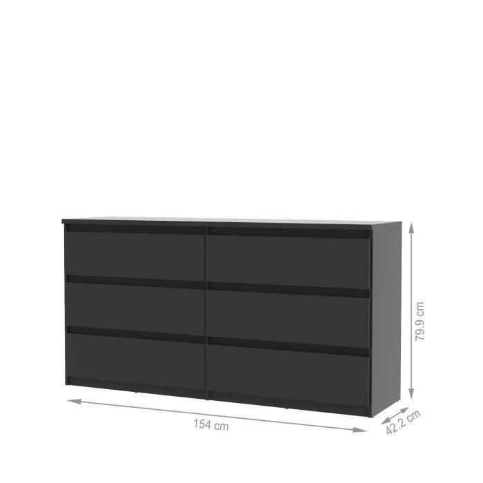 FINLANDEK Commode de chambre NATTI style contemporain noir mat - L 154 cm