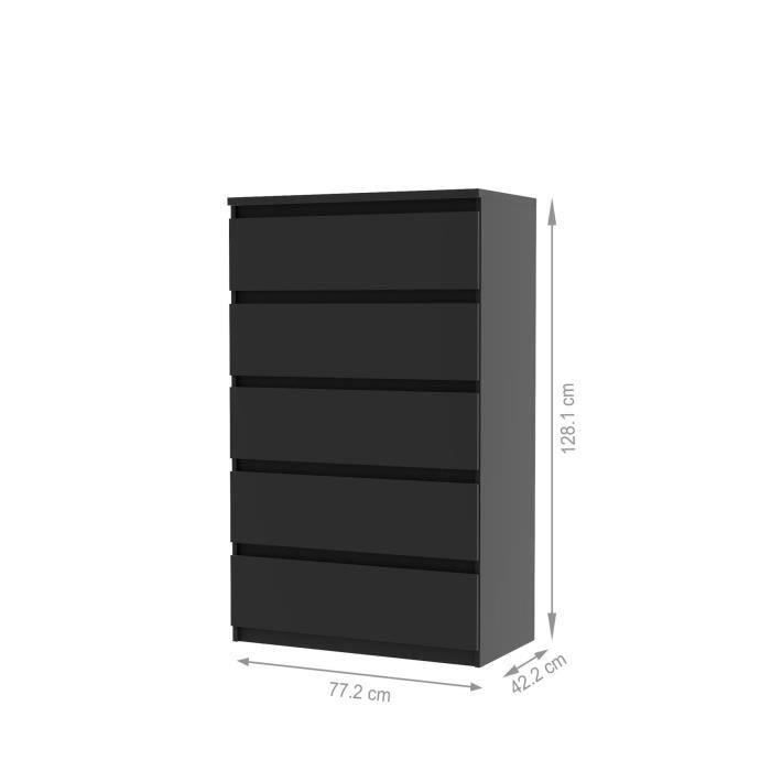 FINLANDEK Commode de chambre NATTI style contemporain noir mat - L 78 cm