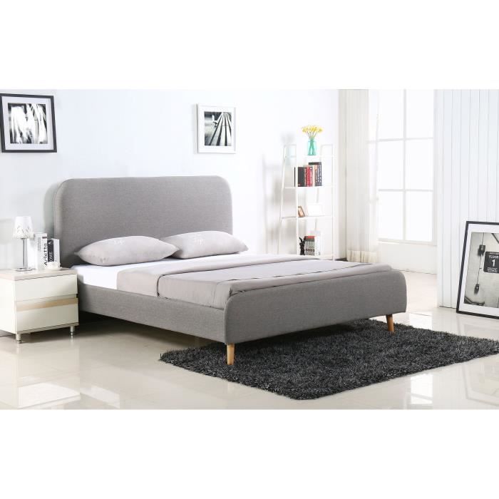 Tete De Lit En 140 1601 eriksen lit adulte sommier scandinave tissu gris clair Tete De Lit En 140 1601 eriksen lit adulte sommier scandinave tissu gris clair