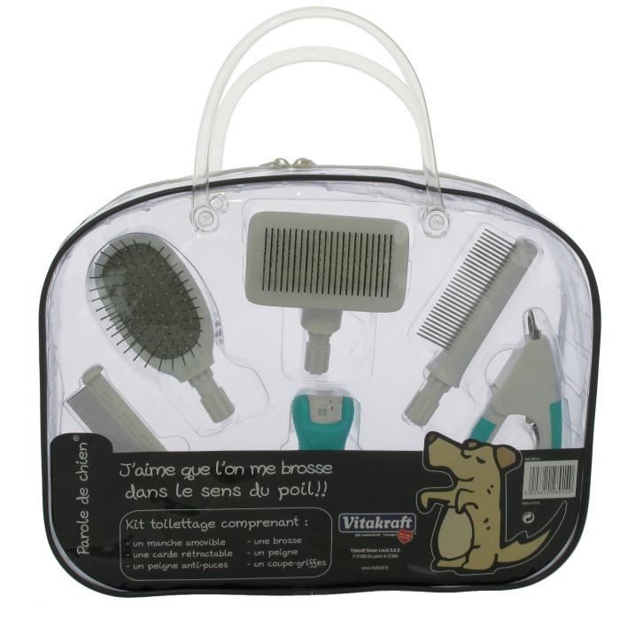 VITAKRAFT Kit de toilettage - 6 accessoires - Pour chien
