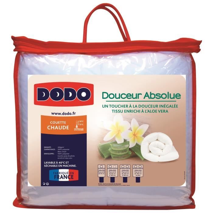 DODO Couette chaude 400gr/m² DOUCEUR ABSOLUE 140x200 cm blanc