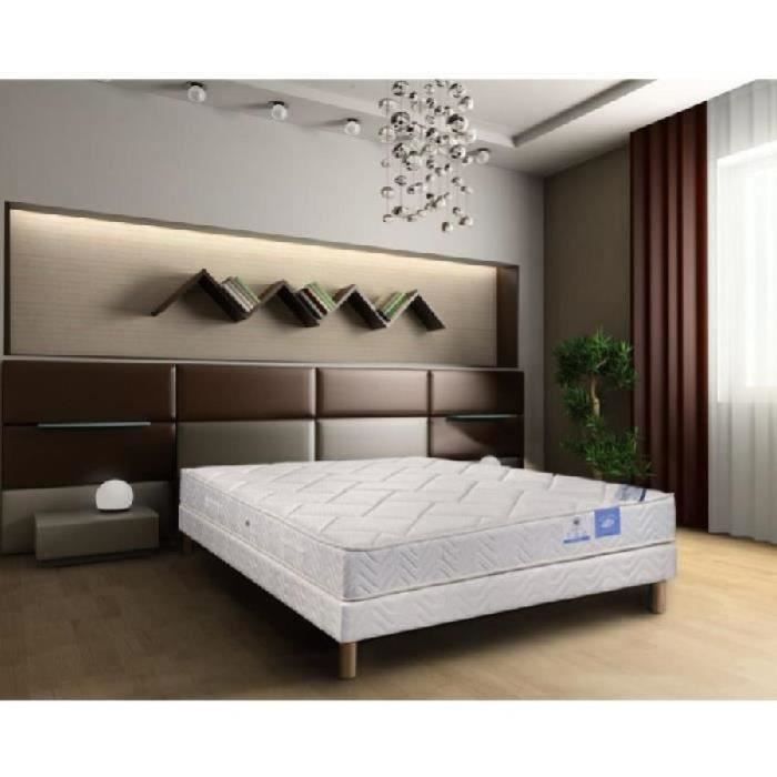 BENOIST BELLE LITERIE Ensemble matelas + sommier 140x190cm 23cm 486 ressorts ensachés ferme 45kg/m³