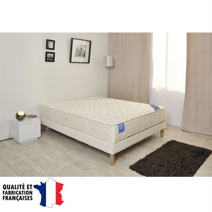 GFL BELLE LITERIE Ensemble matelas + sommier 140x190cm 21cm 682 ressorts ensachés très ferme 24 kg/m³