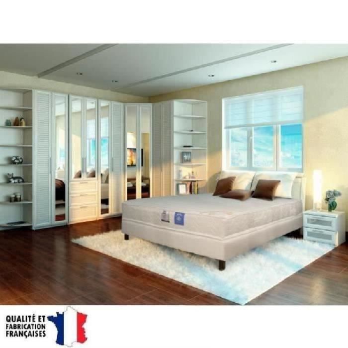 BENOIST BELLE LITERIE Ensemble matelas + sommier 140x190cm 21cm 100% latex ferme 75kg/m³