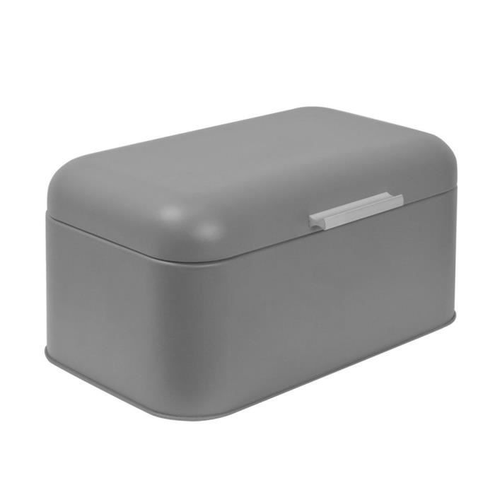 FRANDIS Boîte à pain rectangulaire - Métal - Gris mat